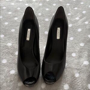 Guess Black Peep Toe Heels